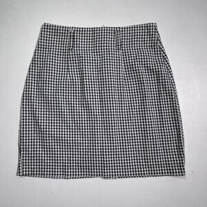Vintage 80s Houndstooth Mini Pencil Skirt / Sz 11 / A Byer / New Wave Bodycon